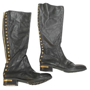 VINCE CAMUTO Parshell Studded Tall black Leather Boots 6 so soft